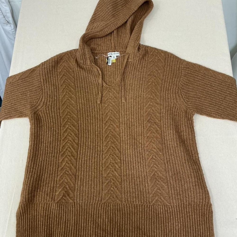 Ava & Viv brown hooded knit sweater